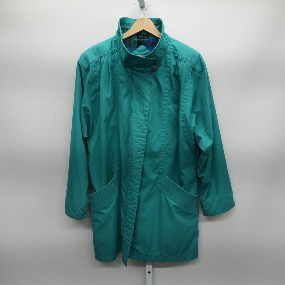 Vintage Pacific Trail Women Medium Teal Plaid Lined Full Zip Jacket LM1601